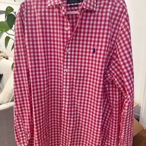 Ralph Lauren Red and White Casual Button Down Shirt